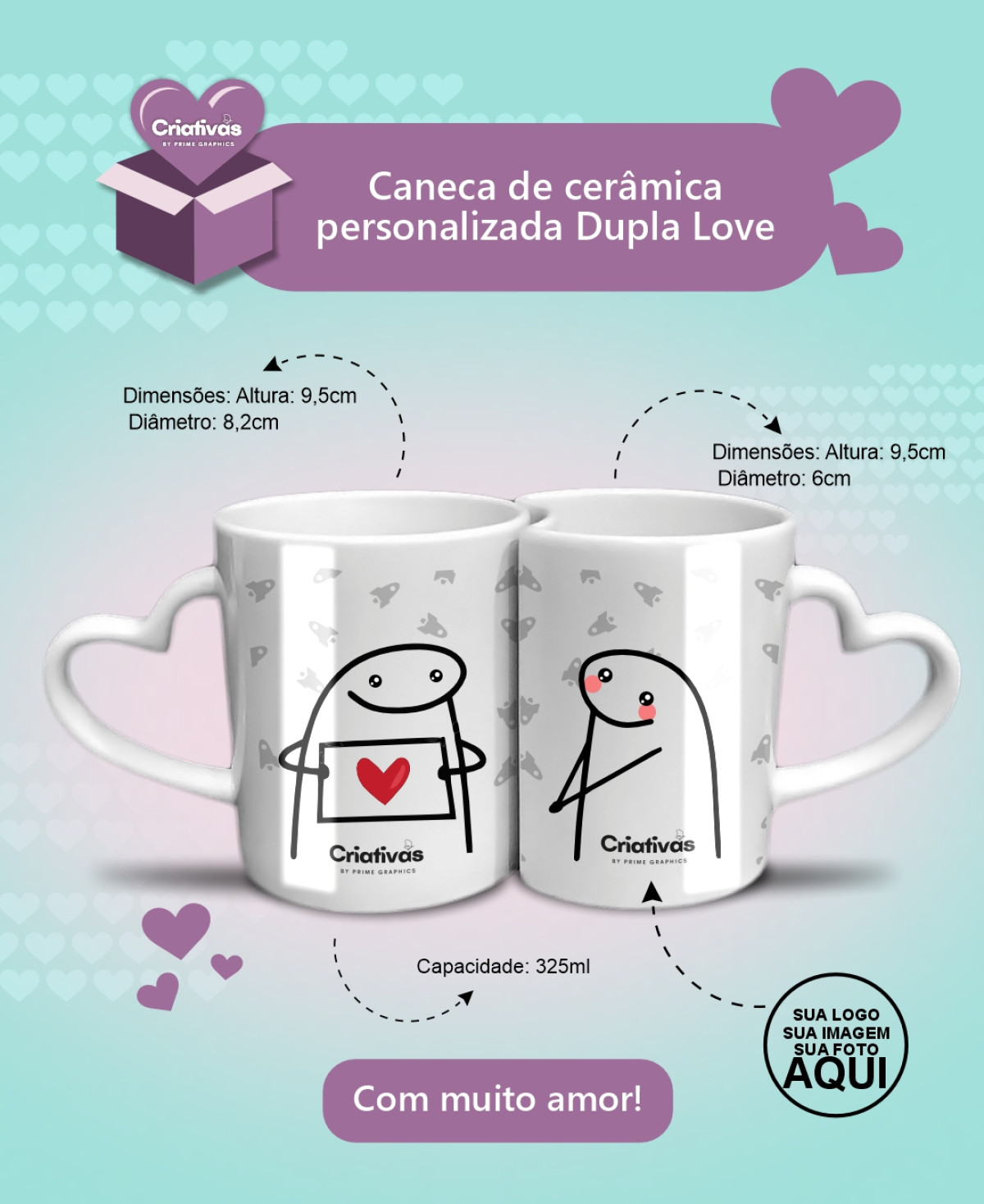 Kit de Canecas Love 2 unidades