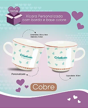 Xícara com Borda e Base Cobre 300ml