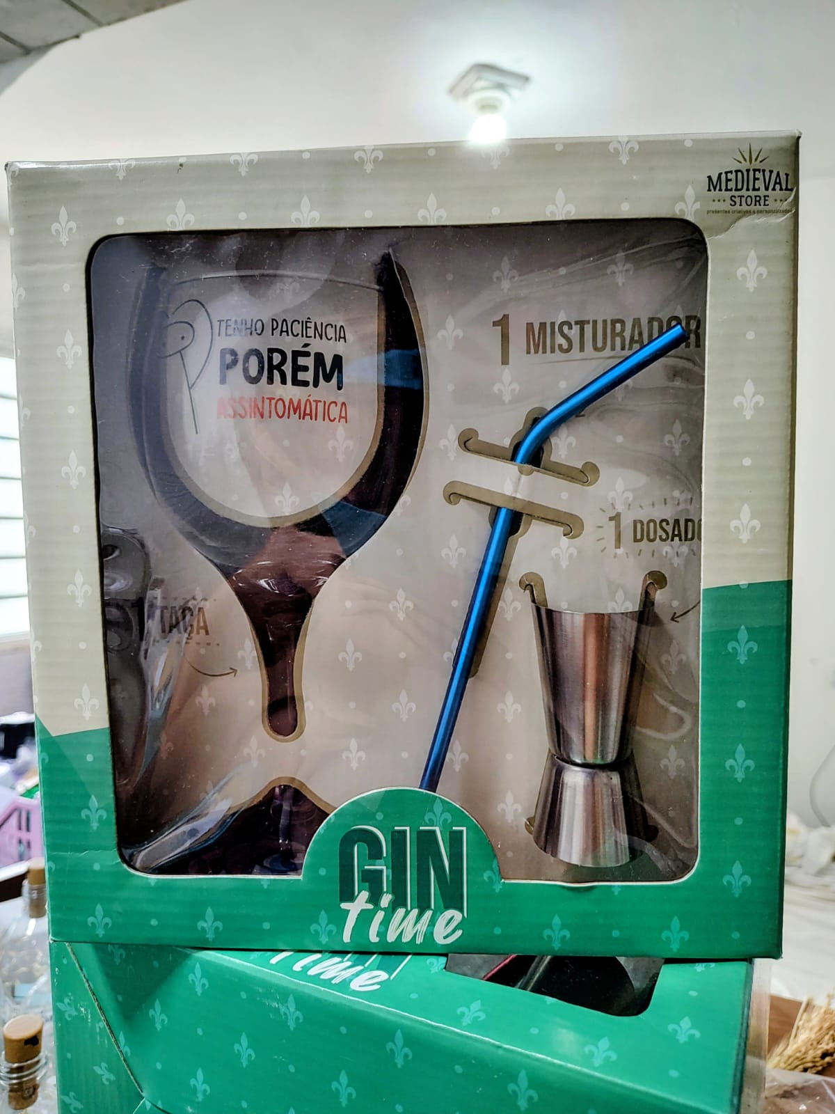 Kit  Tenho Paciencia porém + Dosador e Canudo - Caixa Presente