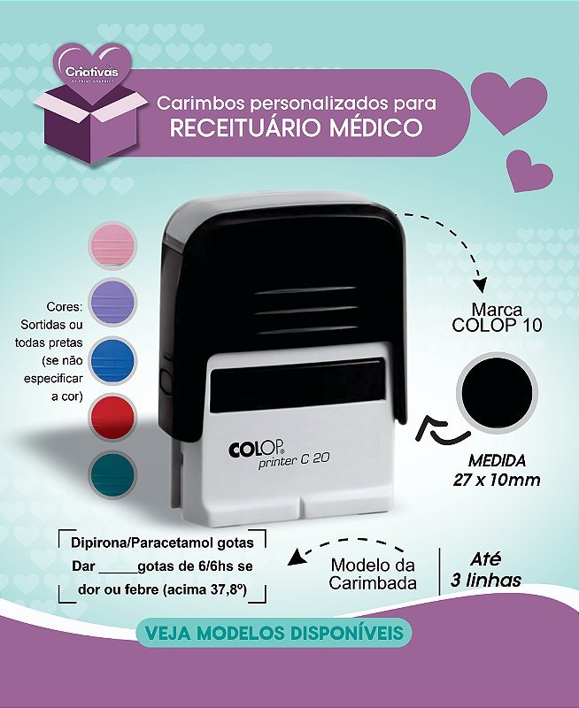 Kit 10 unidades Carimbos personalizados para Médico