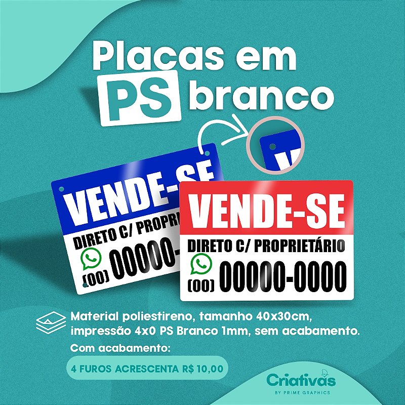 Placa Vende-Se em Ps 1mm