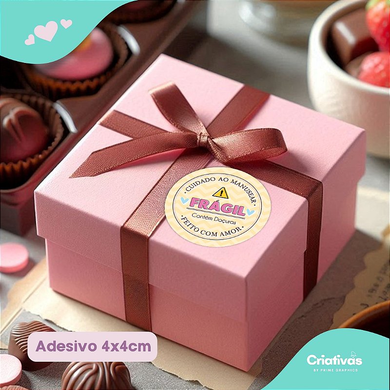 Adesivos tamanho 4x4 Cuidado Ao Manusear