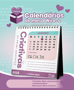 CALENDÁRIO DE MESA WIRE O COM 12 PAGINAS