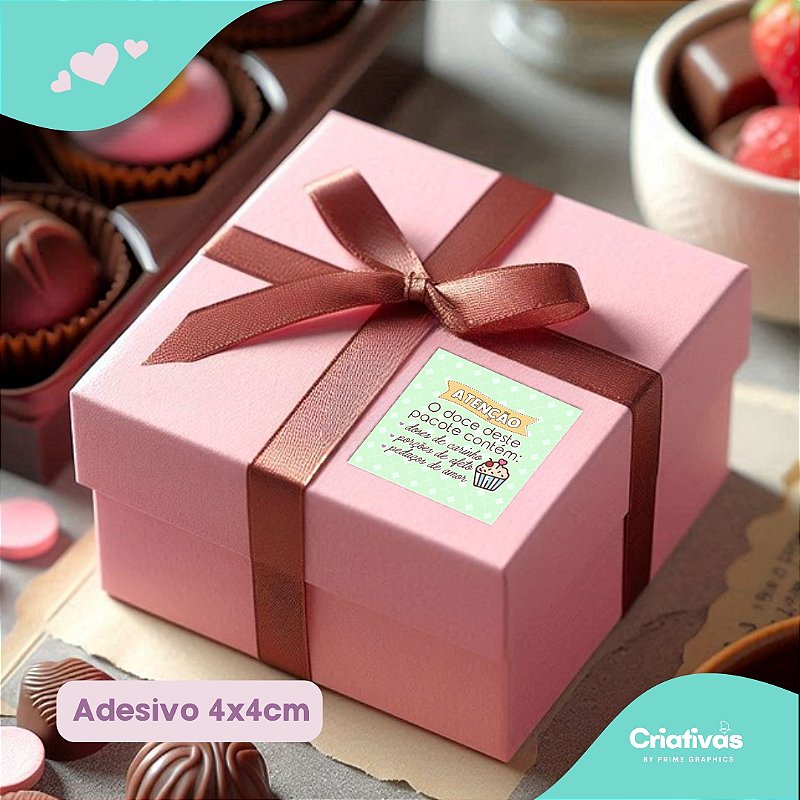Adesivos tamanho 4x4 Atenção O Doce deste pacote contém